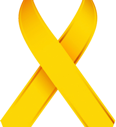 Gold Ribbon - Yellow Pediatric Cancer Ribbon (381x420)
