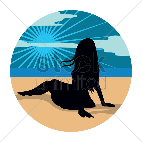 Beach Clipart Beach Woman Silhouette - Silhouette (600x600)