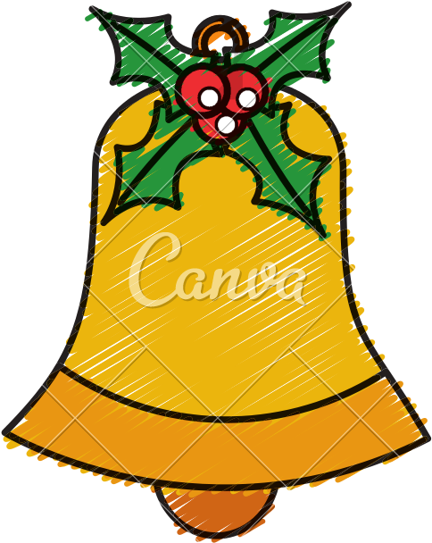 Bell With Holly Berries Christmas Related Icon Image - Cartoon (800x800)