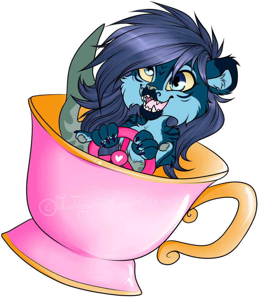 Tea Cup Tiger By Twintigerpaw - Cartoon (832x961)