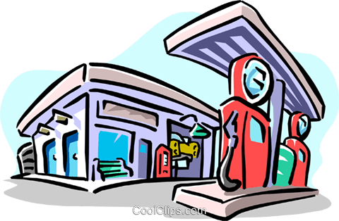 Gas Station Royalty Free Vector Clip Art Illustration - Cartoon Gas Station Clipart (480x314)