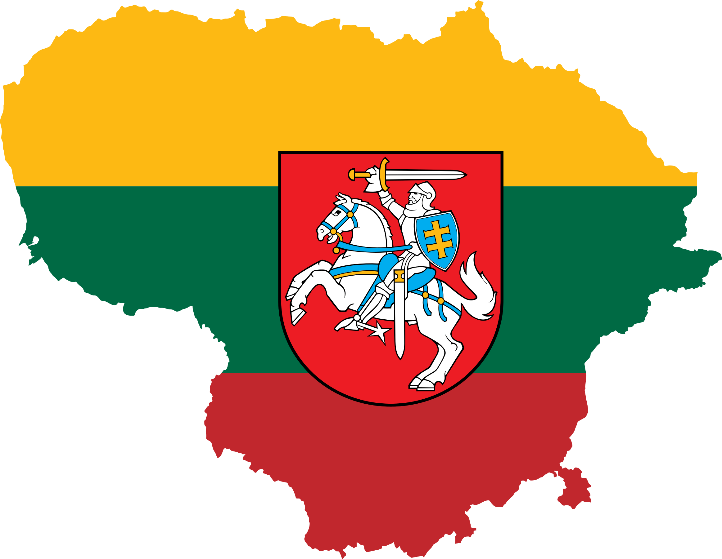 Lithuania Map Flag With Coat Of Arms - Flag Of Lithuania With Coat Of Arms (2326x1803)