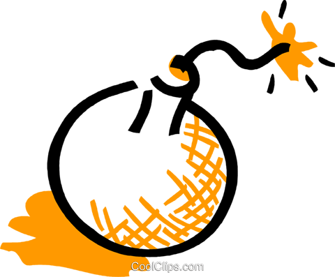 Bomb With Lit Fuse Royalty Free Vector Clip Art Illustration - Bomba Com Pavio Aceso (480x397)