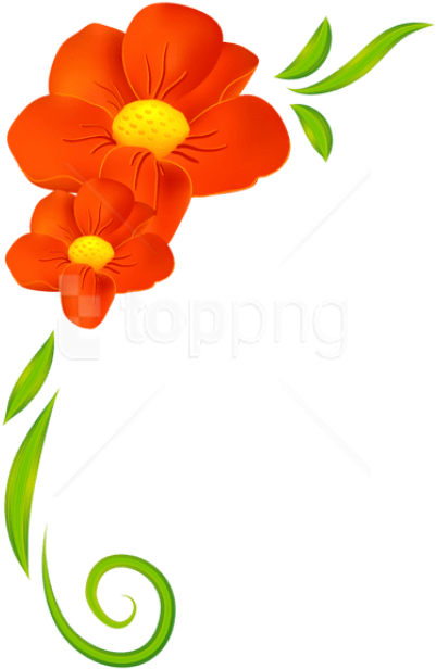 Free Png Download Orange Flower Decor Clipart Png Photo - Flowers Border Clipart Png (480x645)