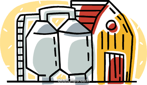 Farms And Silos Royalty Free Vector Clip Art Illustration - Farms And Silos Royalty Free Vector Clip Art Illustration (480x280)