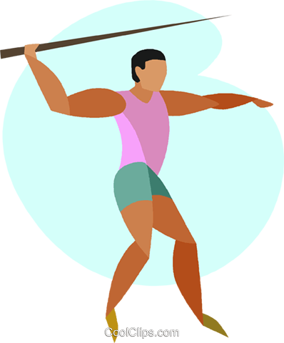 Javelin Throwing Royalty Free Vector Clip Art Illustration - Cartoon (398x480)