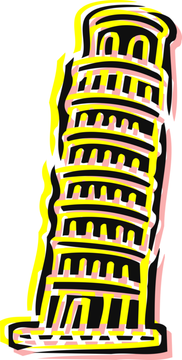 Vector Illustration Of Leaning Tower Of Pisa Campanile - Vector Illustration Of Leaning Tower Of Pisa Campanile (355x700)