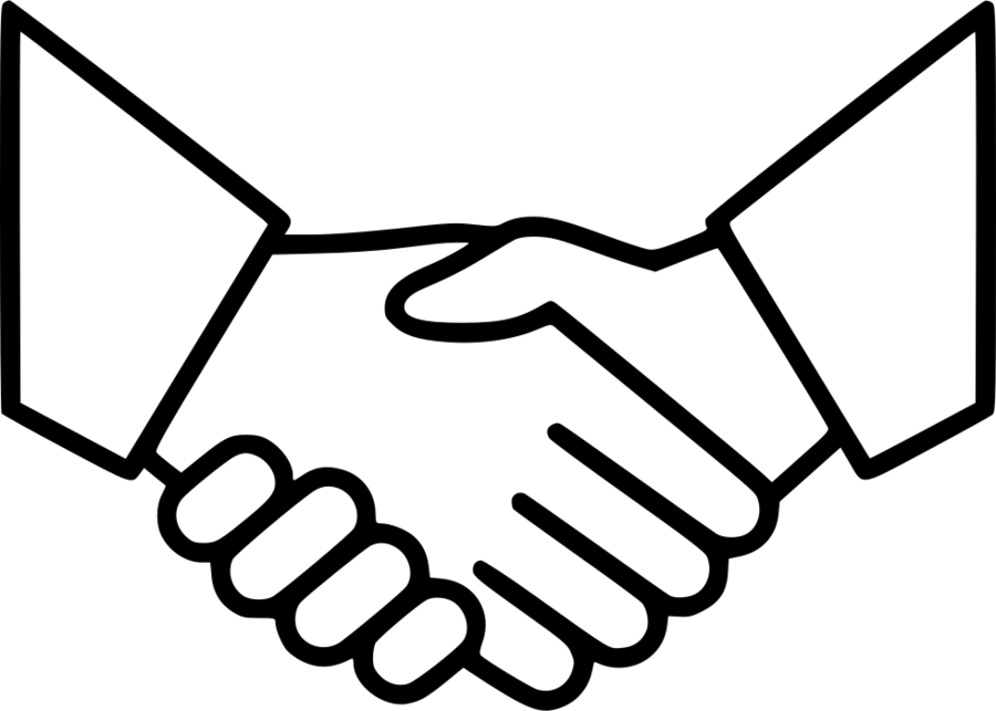 Handshake Icon Thin Line Png White Clipart Computer - Handshake Icon Vector (900x643)