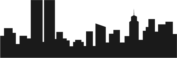 City Skyline Silhouette - City Buildings Clipart Black And White (617x203)