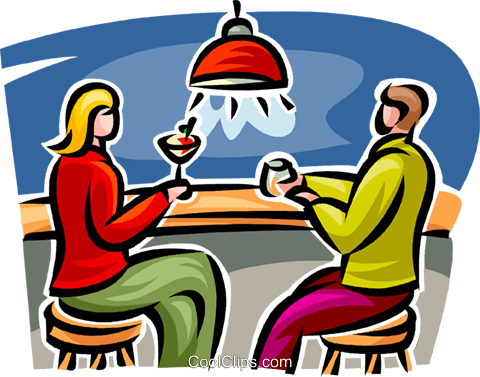 Couple Sitting At The Bar Royalty Free Vector Clip - Der Bar Clipart (480x377)