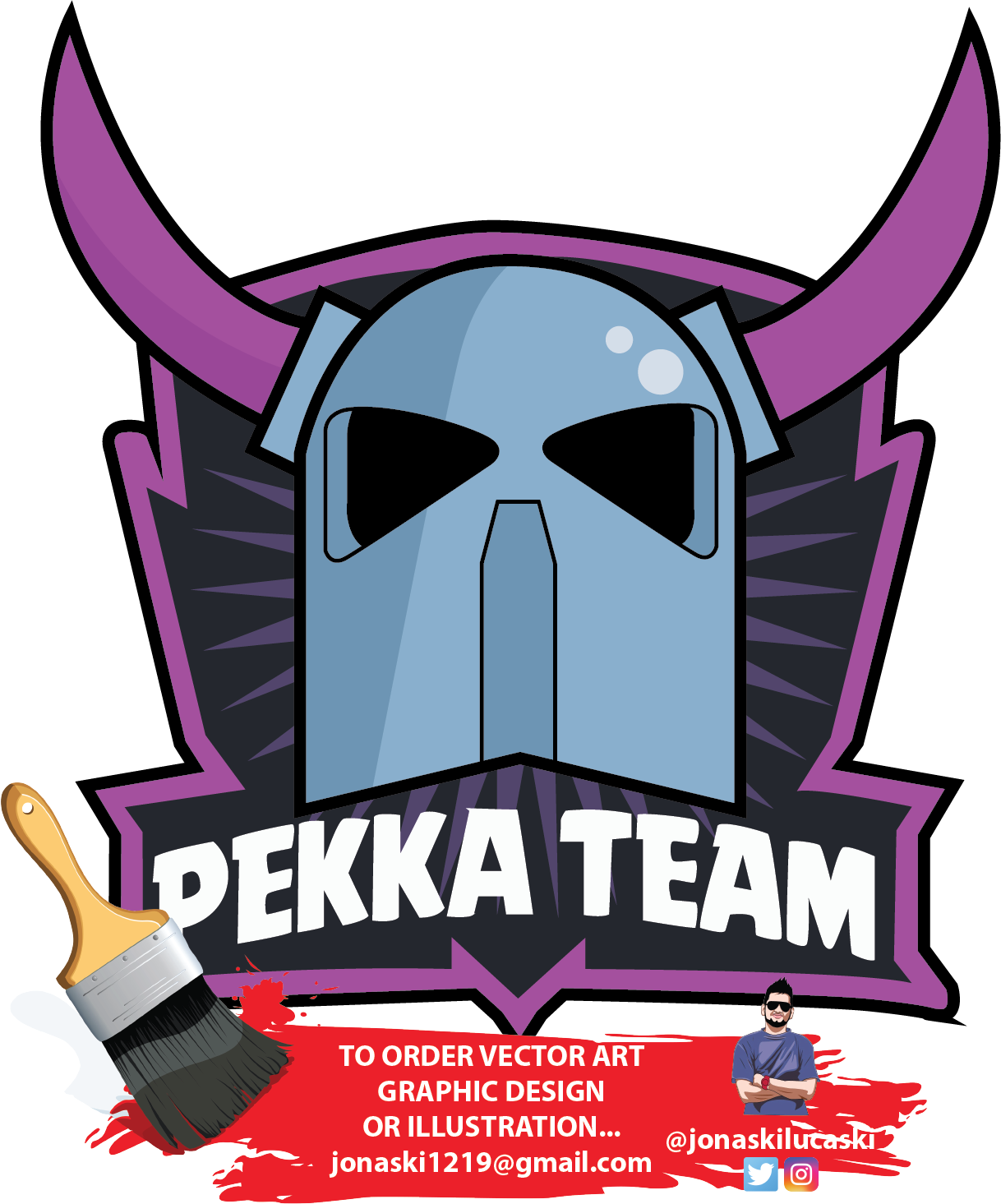 Clip Art Black And White Stock Jonaski Lucaski - Clash Of Clans Pekka Logo (1218x1465)