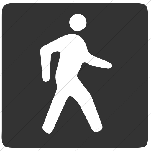 Classica Pedestrian Crossing Icon Simple Dark Gray - Walk Symbols (512x512)