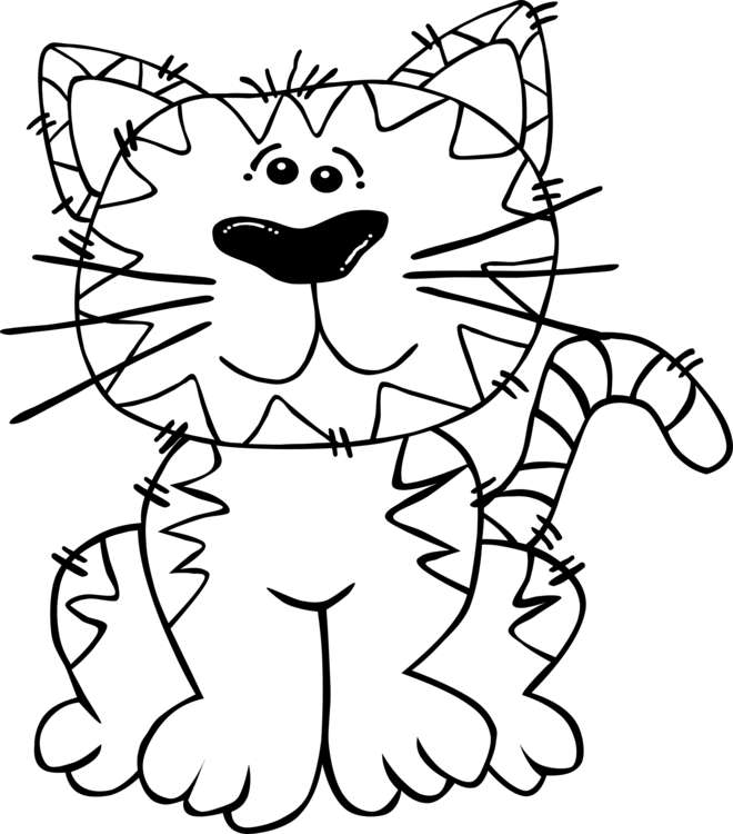 Cat Drawing Download Silhouette Cartoon - Cartoon Cat Clipart Black And White (660x750)