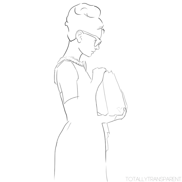 Transparent Audrey Hepburn Drawn By Totally Transparent - Transparent Breakfast At Tiffany's (768x768)