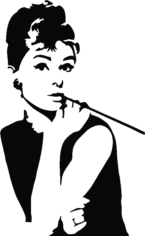 Stickers Muraux Cinéma - Audrey Hepburn Pop Art Black And White (800x800)