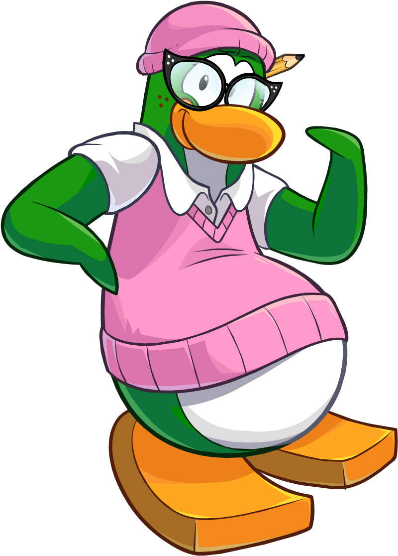 French Clipart Penguin - Club Penguin Green Penguin (885x1199)