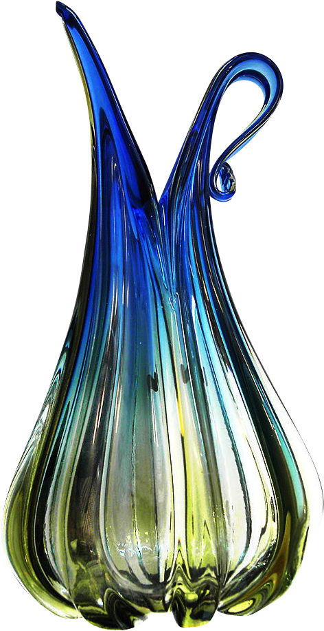 Barovier & Toso Blue Olive Green Glass Vase, Mid Century, - Illustration (916x916)