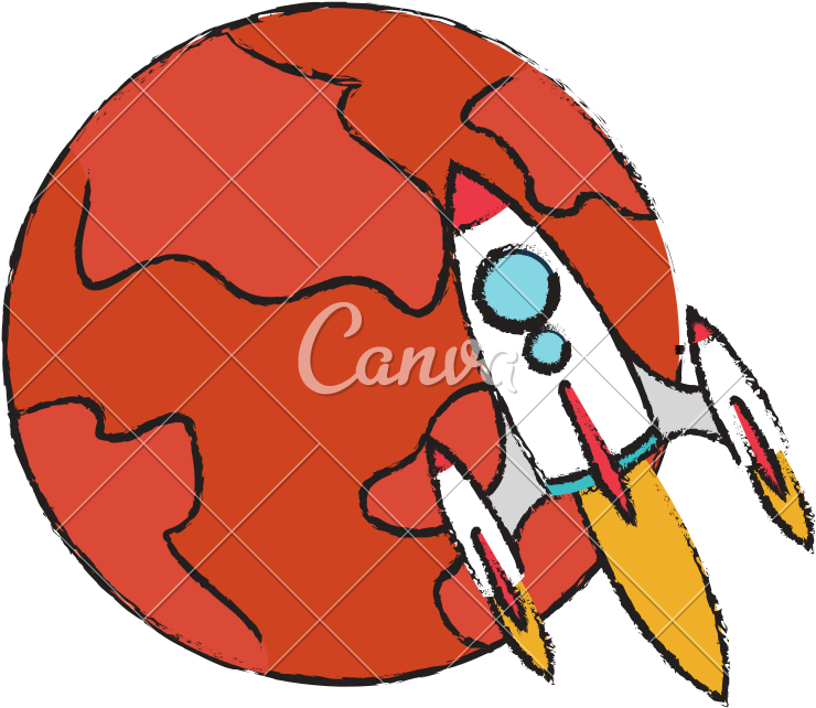 Mars Planet With Rocket - Rocket (800x800)