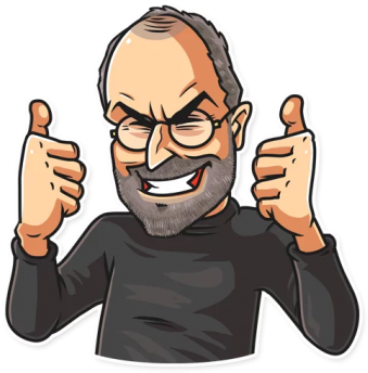Respect Jobs Steve Thumbsup Victory Yeah Стивджобс - Cartoon (360x360)