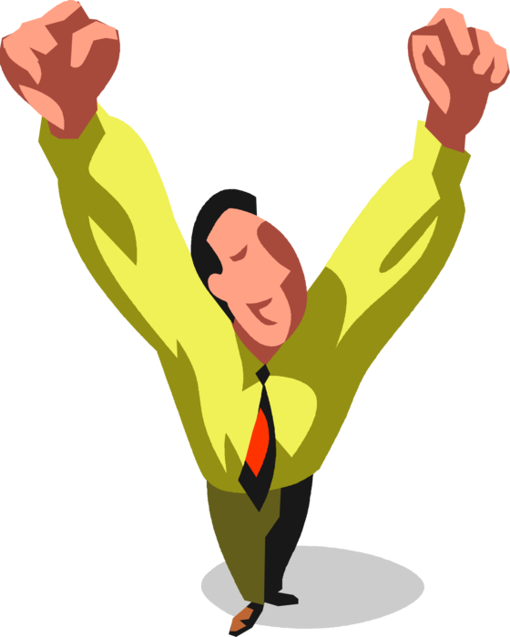 Vector Illustration Of Victorious Businessman Exceeds - Vitorioso Png (560x700)