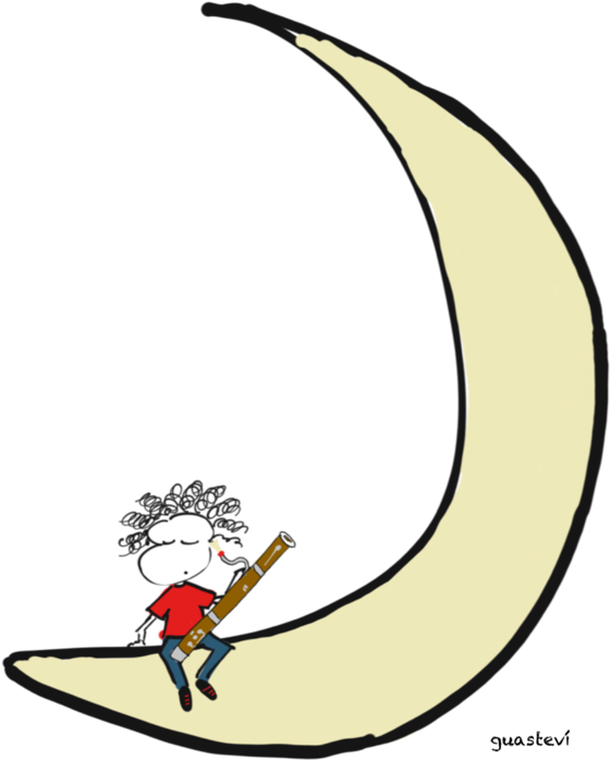 Moon And Bassoon - Cartoon (820x1043)