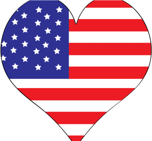 England Flag Clipart Heart , Png Download - American Flag Heart (518x481)