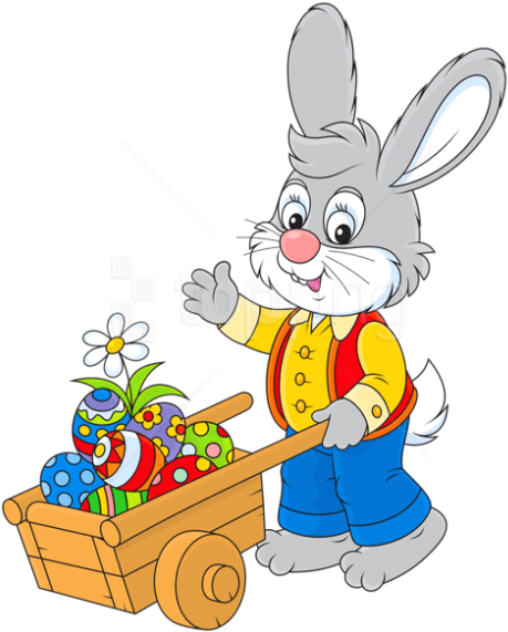 Free Png Download Easter Bunny With Egg Cart Png Images - Easter Bunny Moving Clipart (480x588)