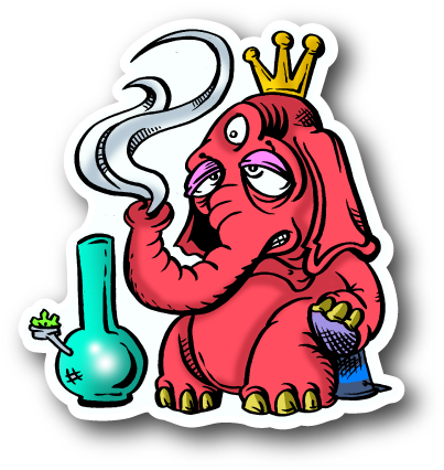 King Elephant Hitting The Bong Sticker - Ảnh Cần Sa Hoạt Hình (600x600)