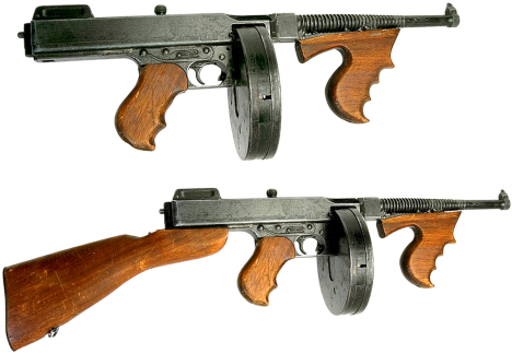 Gun,thompson Submachine Gun,butt,disk - Mobsters Gun (500x344)