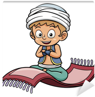 Vector Illustration Of Boy Sitting On Flying Carpet - Fliegender Teppich Clipart (400x400)