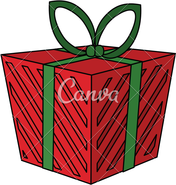 Color Image Cartoon Christmas Giftbox With Wrapping - Color Image Cartoon Christmas Giftbox With Wrapping (800x800)