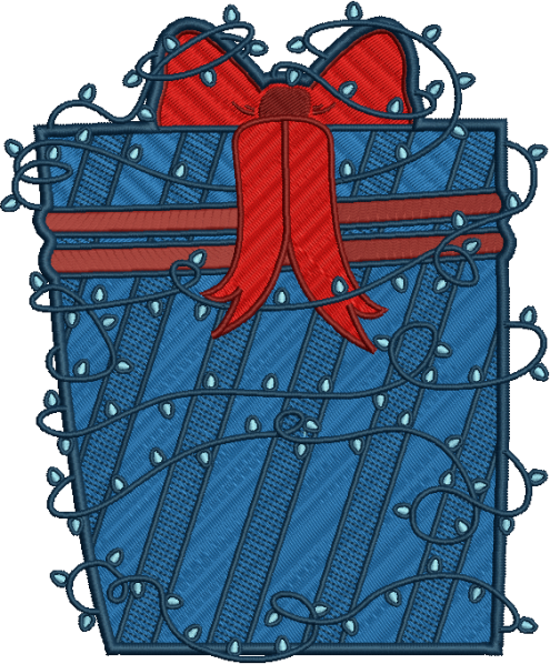 Blue Christmas Gift Box With Lights - Illustration (495x598)