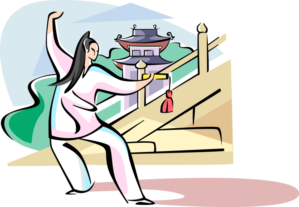 Vector Illustration Of Tai Chi Supreme Ultimate Boxing - Cartoon (1009x700)