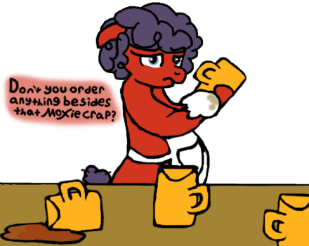 Themox, Cleaning, Clothes, Dialogue, Moxie Soda, Mug, - Cartoon (440x350)