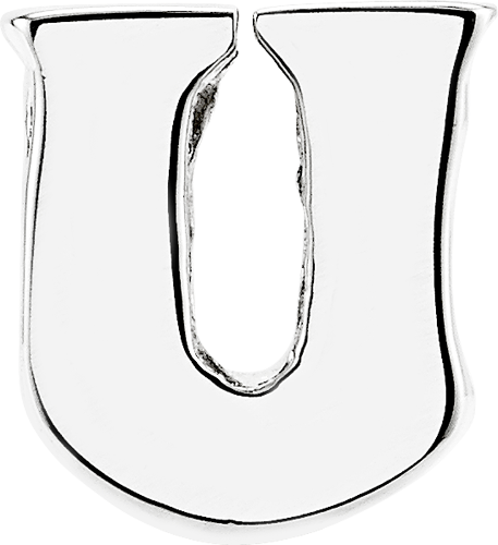 925 Sterling Silver Charm For Bracelet Letter U Bead - Illustration (457x500)