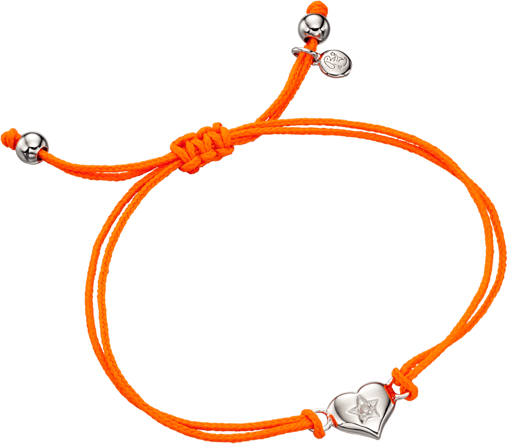 Kati Diamond Heart Orange Cord Bracelet - Kati Diamond Heart Orange Cord Bracelet (1000x1000)