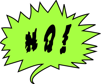 No, Nope, Negative, Exclamation, Never - Colored Comic Speech Bubbles Png (408x340)