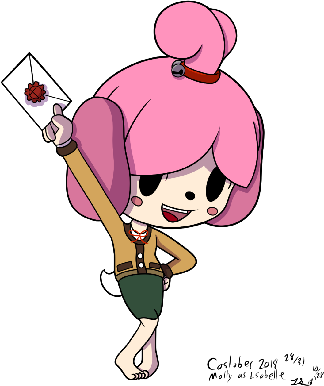 Day 28 Of Costober, Molly As Isabelle From Animal Crossing - Cartoon (1280x1280)