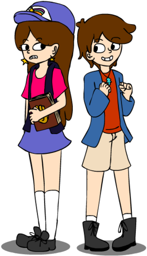 Gf Opposite Twins Au - Cartoon (500x549)