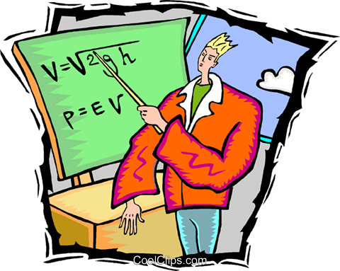 Teacher At A Blackboard Royalty Free Vector Clip Art - Teacher At A Blackboard Royalty Free Vector Clip Art (480x383)