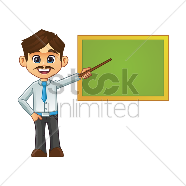 Happy Man Teaching At Blackboard Vector Image - Cartoon Pictures For The Men Teachers (600x600)