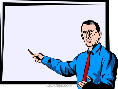 Teacher With Blackboard Royalty Free Vector Clip Art - Professor E Quadro Negro Png (480x360)