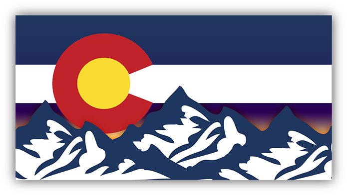 Colorado Flag Mountains Sunset Bumper Sticker - Colorado Flag Mountains Sunset Bumper Sticker (695x392)