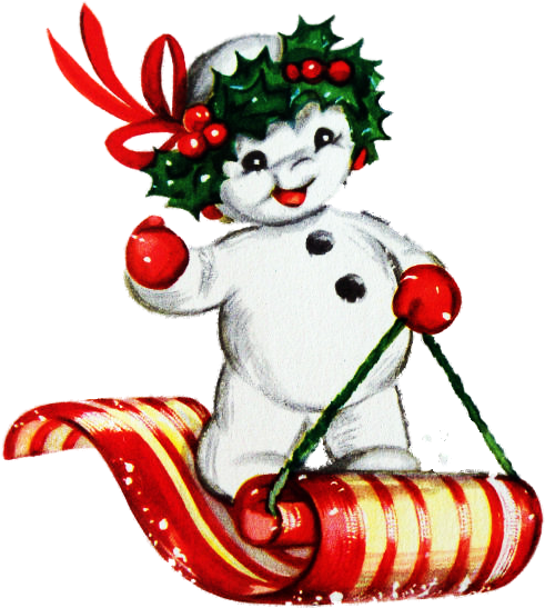 Clip Art Library Library Snowman On Sled Png All Things - Retro Vintage Snowman Clipart (511x577)