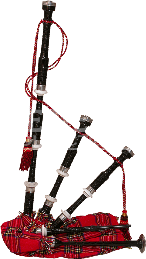 Black Rosewood Bagpipe With Tartan Cover - Scottish Bagpipes Png (850x850)