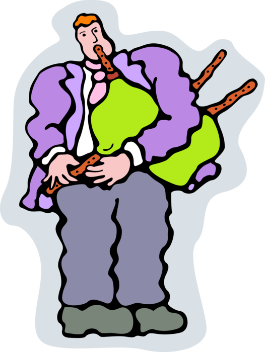 Vector Illustration Of Bagpiper Plays The Scottish - Vector Illustration Of Bagpiper Plays The Scottish (526x700)