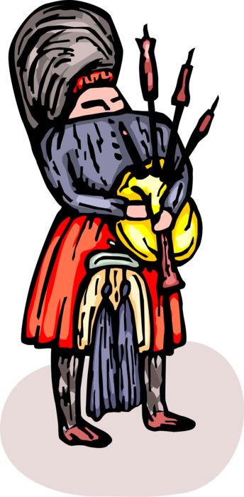 Vector Illustration Of Scottish Bagpiper Plays Highland - Illustration (344x700)