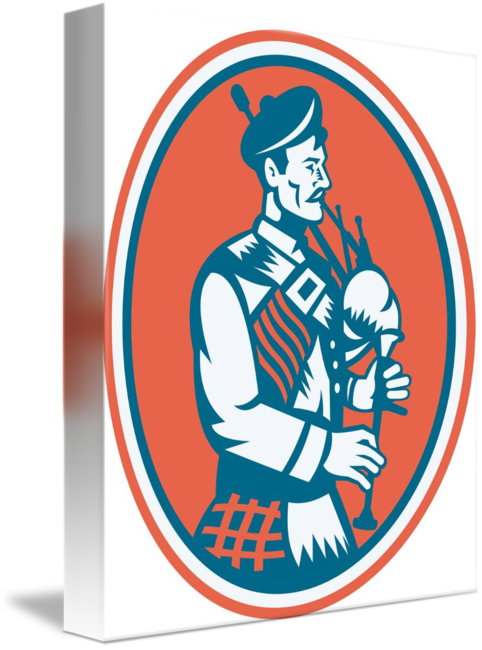 Scotsman Scottish Bagpipes Retro By Aloysius Patrimonio - Pipers Rugby (482x650)