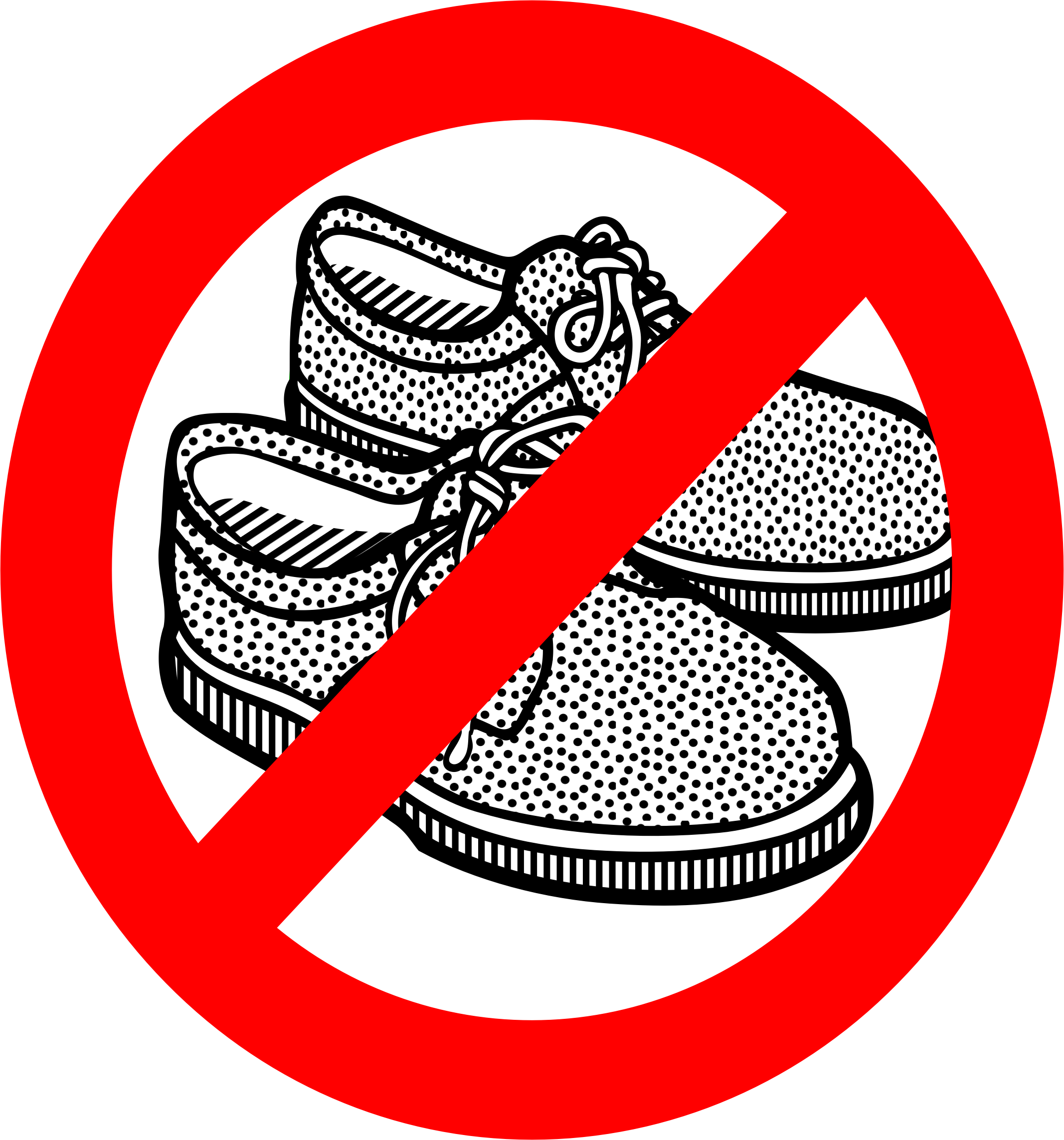 Taking off shoes. В обуви запрещено. Перечеркнутая туфля. Перечеркнутый ботинок. Запрещающие знак обув.