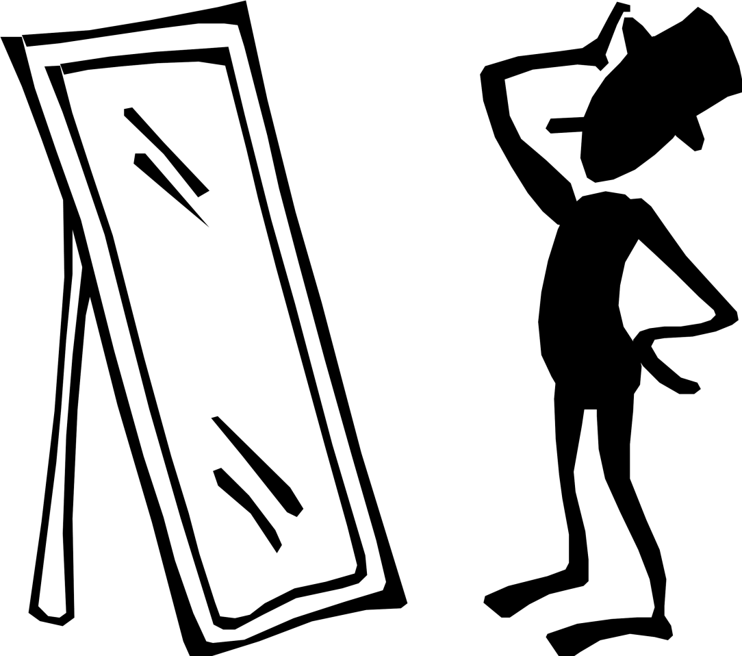 Large Size Of Draw Yourself Art Challenge And Leave - Person Looking In  Mirror Cartoon - (1084x958) Png Clipart Download, image size:1084x958